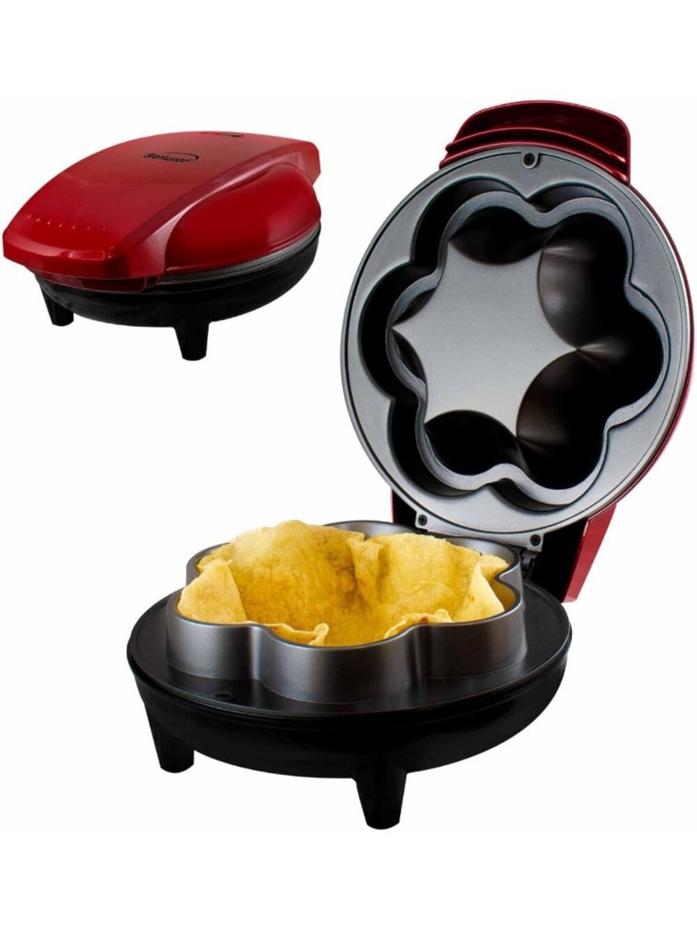10-Inch 750W Electric Tortilla Taco Bowl Maker for Tostadas, Salads & Dips - Red